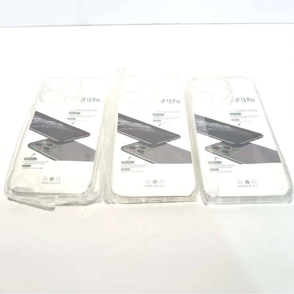 3-Pack iPhone 15 Pro Clear Shockproof Cases